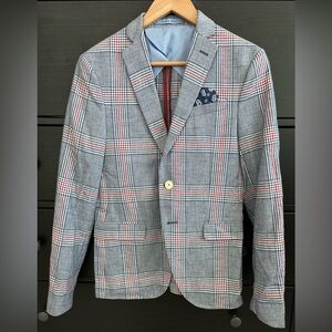 Blue and red stripes blazer